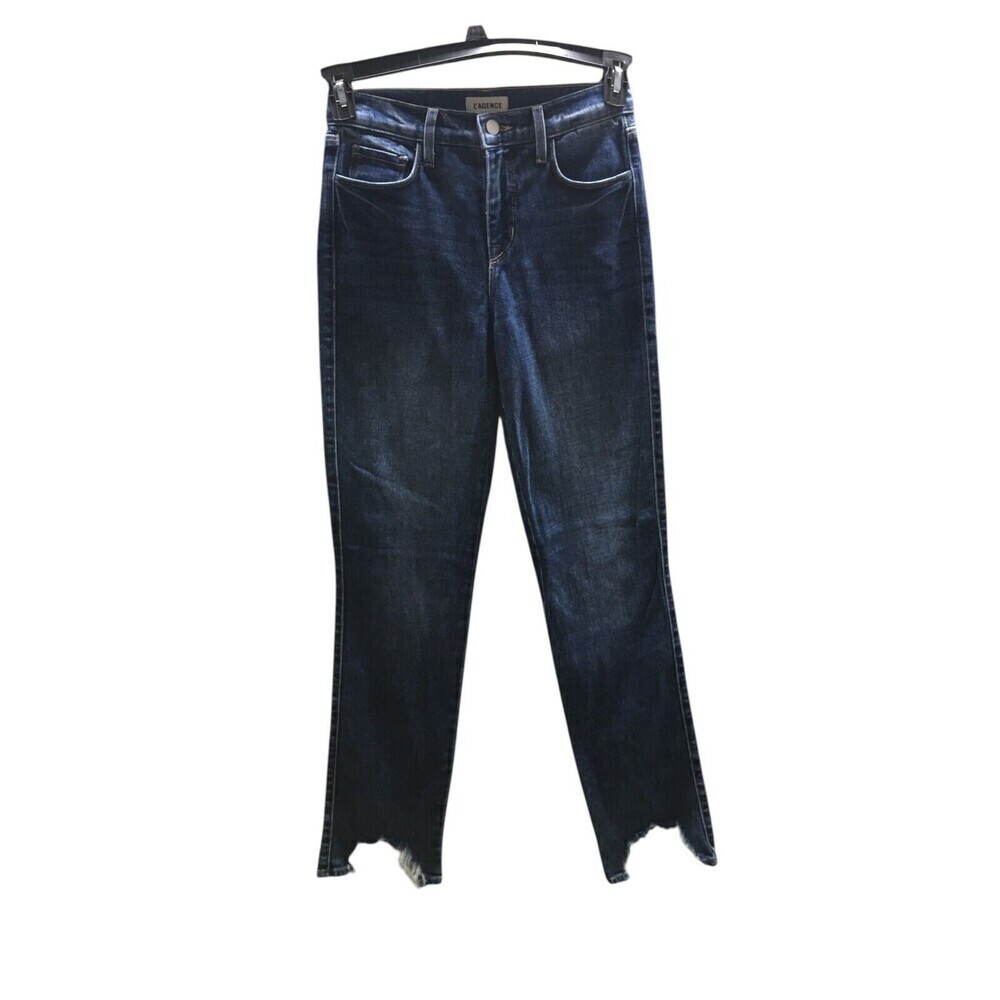 L'agence Jeans Women's Size 25 Blue Harmon Wilcox Destruct Shark Bite